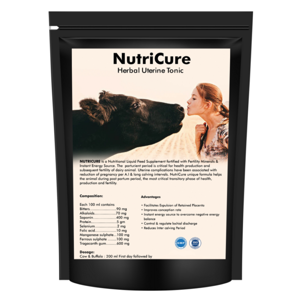 Postpartum recovery aid NutriCure for dairy animals to improve fertility and regulate lochial discharge